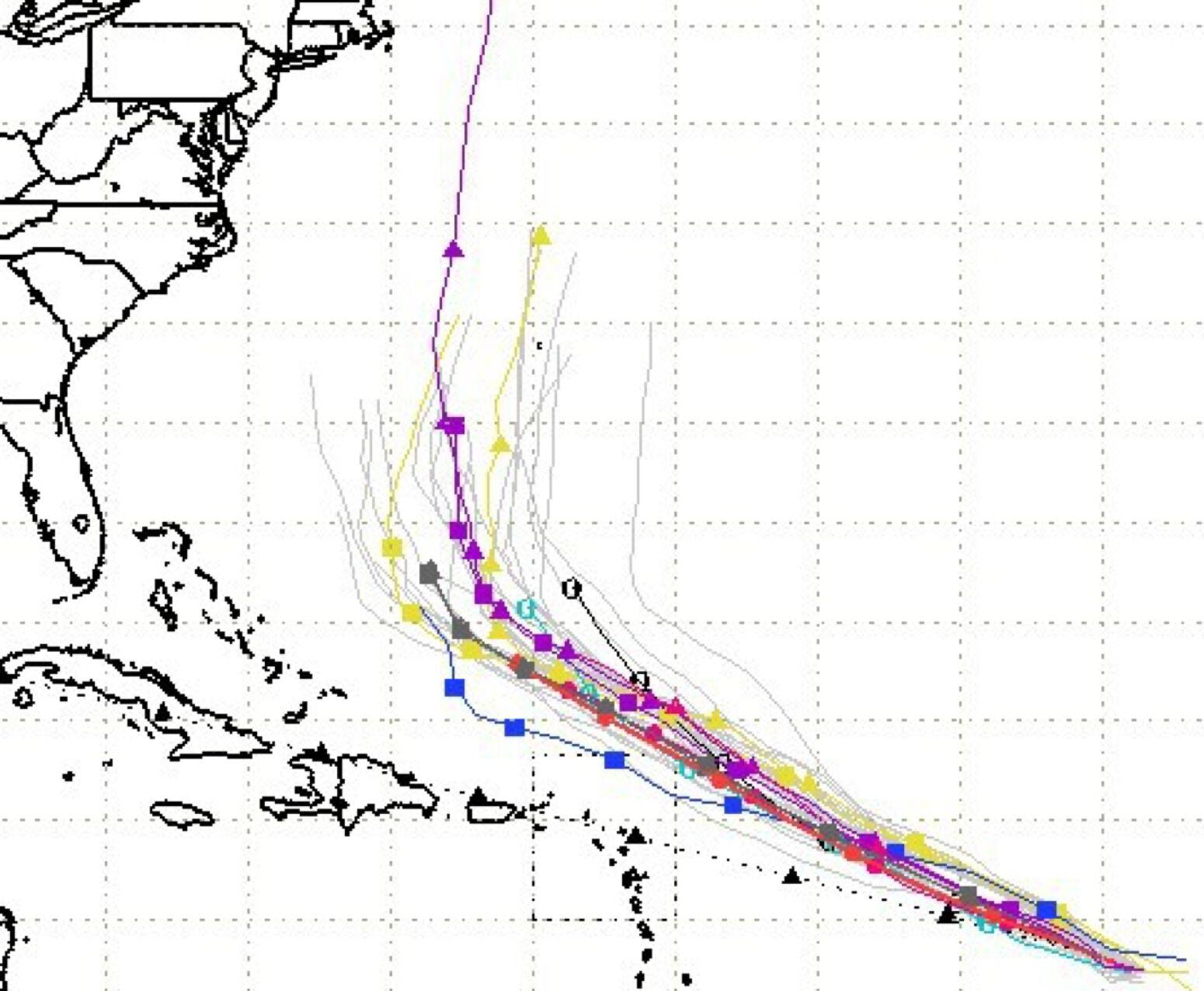 Las proyecciones realizadas delinean el camino potencial de Lee. Se anticipa que este fenómeno meteorológico ganará fuerza, transformándose en un huracán de gran magnitud a medida que se aproxime a Puerto Rico. (Distrito de Manejo del Agua del Sur de Florida)