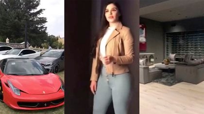 Unas imagenes de Emma Coronel en la red social Tik Tok la muestran modelando y en un lugar rodeada de autos de lujo (Foto: Captura de pantalla)