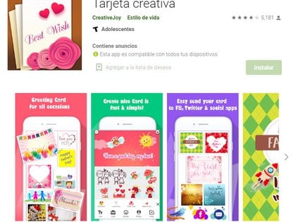 Tarjeta creativa cuenta con varios diseños para elegir