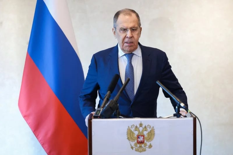 El ministro de Exteriores ruso, Serguéi Lavrov, asiste a una rueda de prensa en Nairobi, Kenia. 29 de mayo de 2023. Ministerio de Asuntos Exteriores de Rusia/Handout vía REUTERS