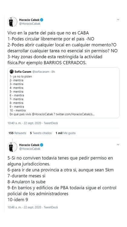 Los tuits polémicos de Horacio Cabak