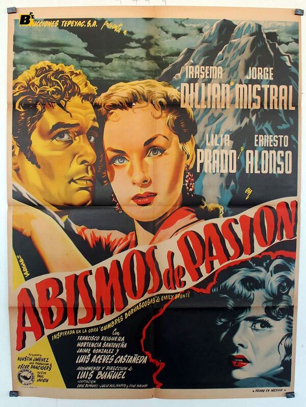 Otro afiche de “Abismos de pasión”, la versión de Luis Buñuel de “Cumbres borrascosas”