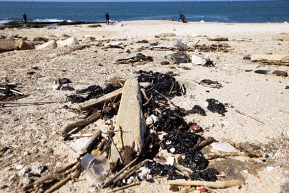 Las playas fueron cerradas para los transeúntes, pero se lanzó una campaña de limpieza (REUTERS/Amir Cohen)
