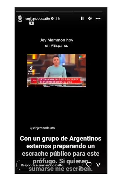 Emiliano se expresó en contra de Jey Mammon (Instagram)