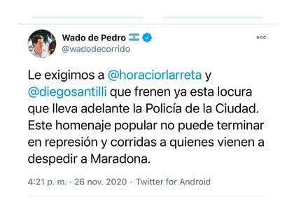 El tuit de Wado De Pedro