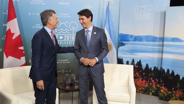 Mauricio Macri y el primer ministro de Canadá Justin Trudeau