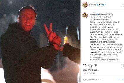 El mensaje en Instagram de Alexei Navalny