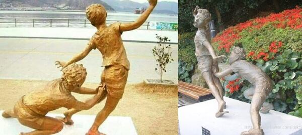 Una estatua en Corea del Sur muestra la extraña broma del “kancho”