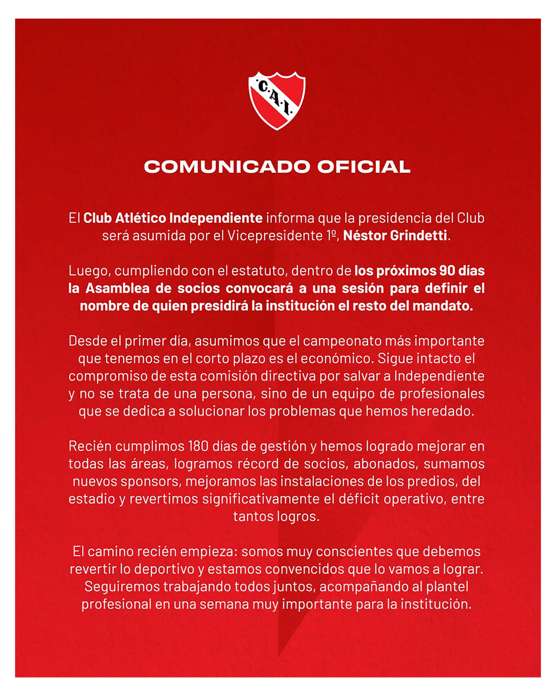 Comunicado de Independiente
