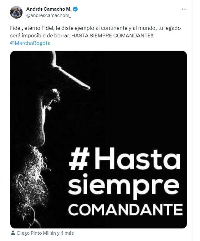 Tuit de Andrés Camacho Morales, nuevo ministro de Minas y Energía.