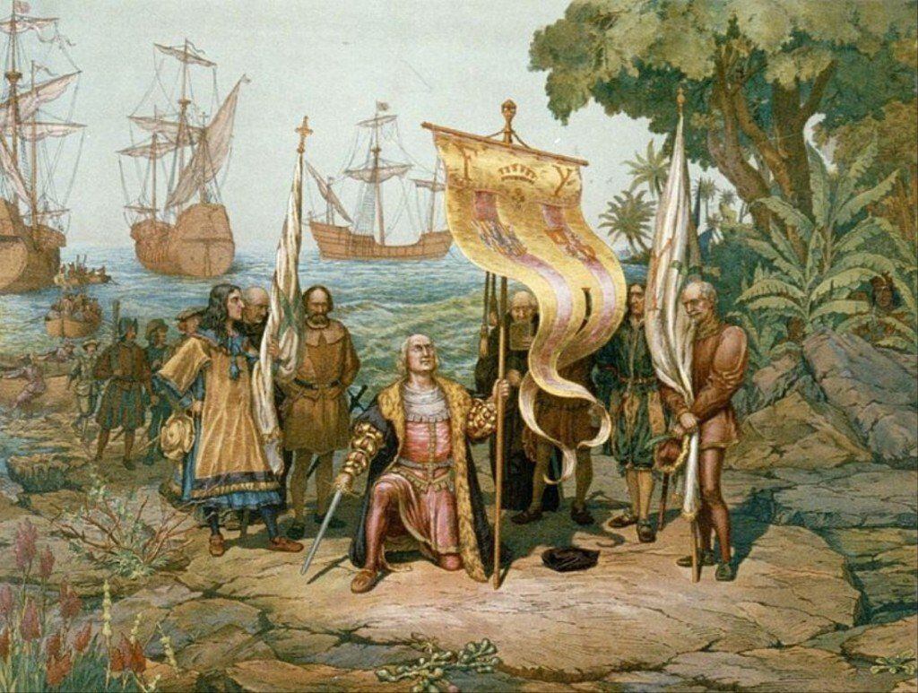 Otra versión ilustrada de la llegada de Colón a América