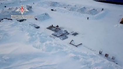 Una de las bases en el Ártico, en la captura de pantalla de un video de Ministerio de Defensa ruso
