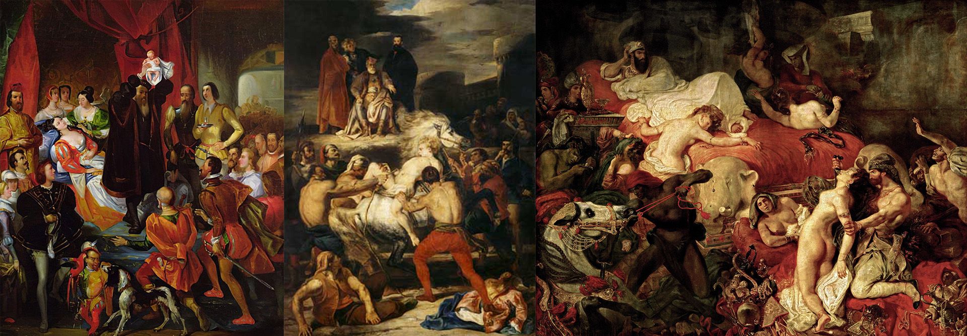 "El nacimiento de Enrique IV", "Suplicio de Mazeppa" y "La muerte de Sardanápalo"