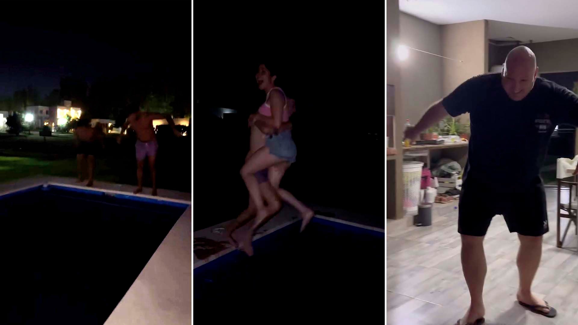 El divertido encuentro de los exGran Hermano en la casa de Daniela Celis y Thiago Medina: noche de piscina, asado y amigos