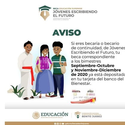 La Coordinación Nacional de Becas para el Bienestar Benito Juárez hizo el anuncio a través de Facebook (Captura de pantalla)