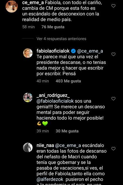 Las réplicas de Yáñez a las críticas que suscitó la foto publicada en su Instagram