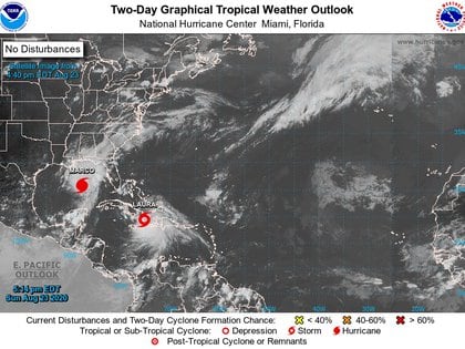 23/08/2020 Tormentas 'Laura' y 'Marco' en el golfo de México
POLITICA NORTEAMÉRICA LATINOAMÉRICA LATINOAMÉRICA LATINOAMÉRICA ESTADOS UNIDOS CUBA REPÚBLICA DOMINICANA HAITÍ
CENTRO NACIONAL DE HURACANES DE EEUU
