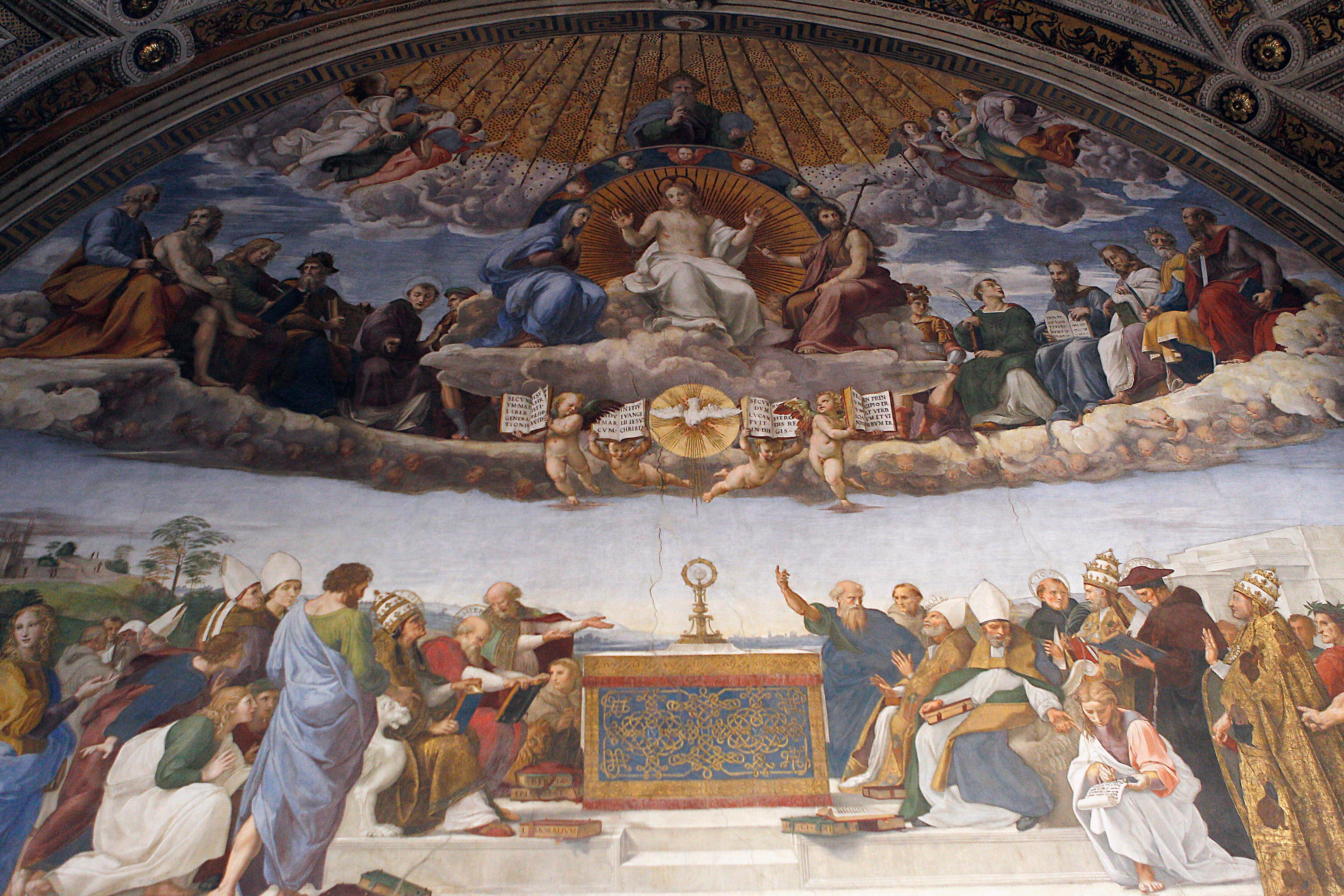 "La disputa del Sacramento", fresco de Rafael situado en la sala de la Signatura. EFE/Kote Rodrigo