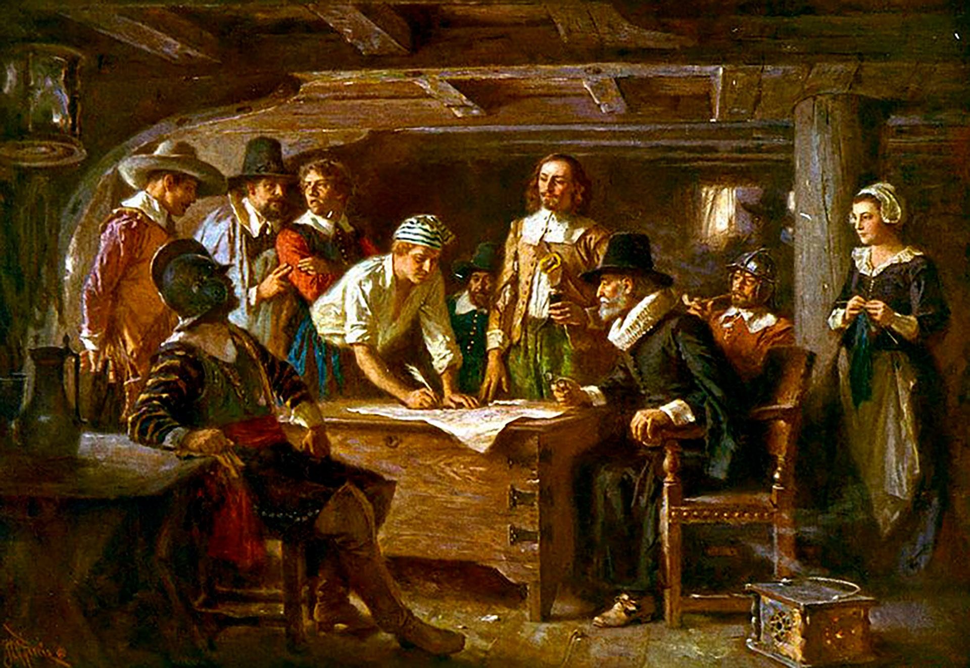 La firma del Pacto del Mayflower