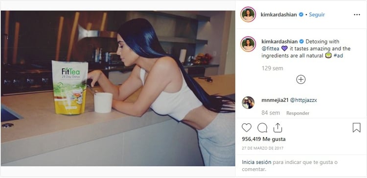 En el pasado algunas mujeres del clan Kardashian publicaban fotografÃ­as en Instagram promocionando un tÃ© para desintoxicarse y bajar de peso en 28 dÃ­as (Foto: Instagram @kimkardashian)