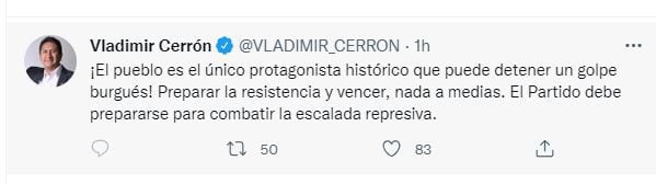 Tuit de Vladimir Cerrón
