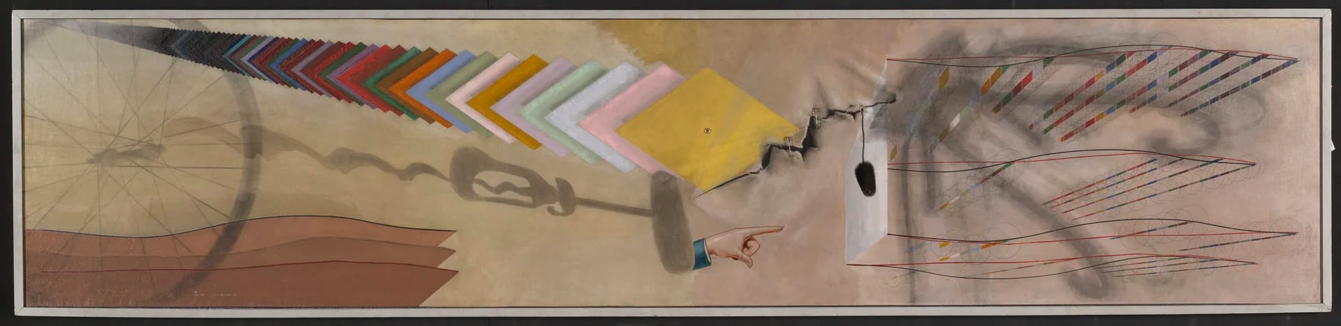 El último cuadro que pintó Duchamp en su vida se llama "Tu m'", que en español podríamos traducir como "Me rompés las p'". Katherine Dreier lo compró y lo colgó en su casa arriba de tu biblioteca.