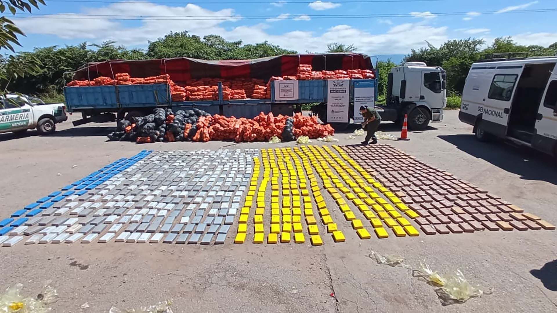 Encontraron 860 kilos de cocaína ocultos entre una carga de zapallos