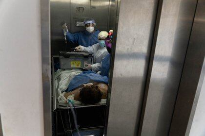 Paciente con COVID en terapia intensiva en el Hospital General San Martin La Plata (Foto: Franco Fafasuli).