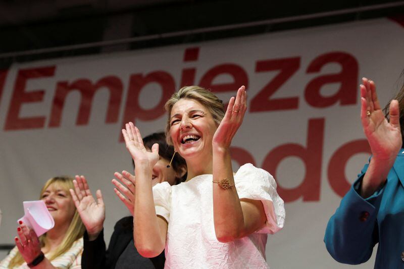 FOTO DE ARCHIVO: La ministra española de Trabajo, Yolanda Díaz, durante la presentación de su formación política Sumar en Madrid, España, el 2 de abril de 2023. REUTERS/Isabel Infantes