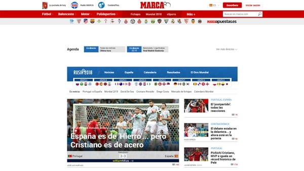 MUNDIAL DE FUTBOL RUSIA 2018, NOTÍCIAS Y CURIOSIDADES Tapas-medios-espanoles-Espana-Portugal-MARCA