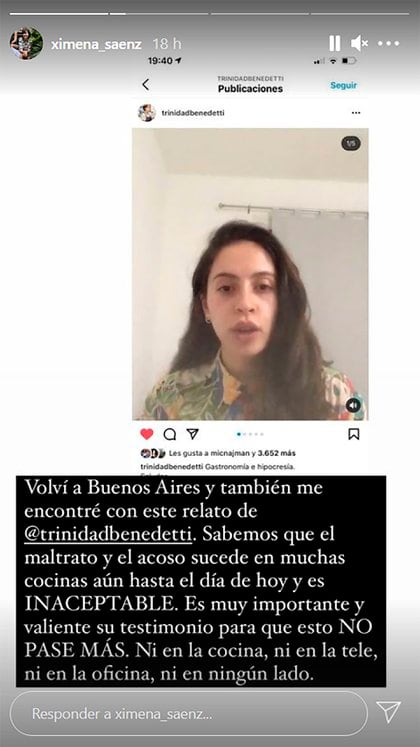 El apoyo de Ximena Sáenz a Trinidad