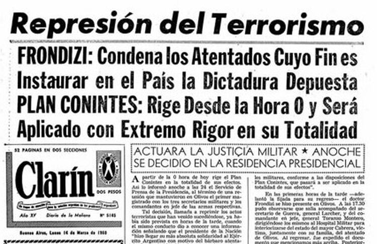 A través del Plan Conintes y del estado de sitio, el presidente Arturo Frondizi buscó la paz social.