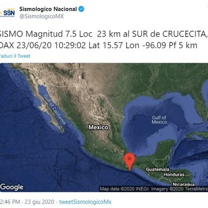 (Twitter Sismologico Nacional/@SismologicoMX)