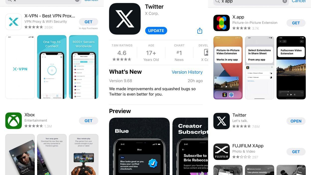 Más de una aplicación en la App Store lleva "X" en su nombre. (Mashable)