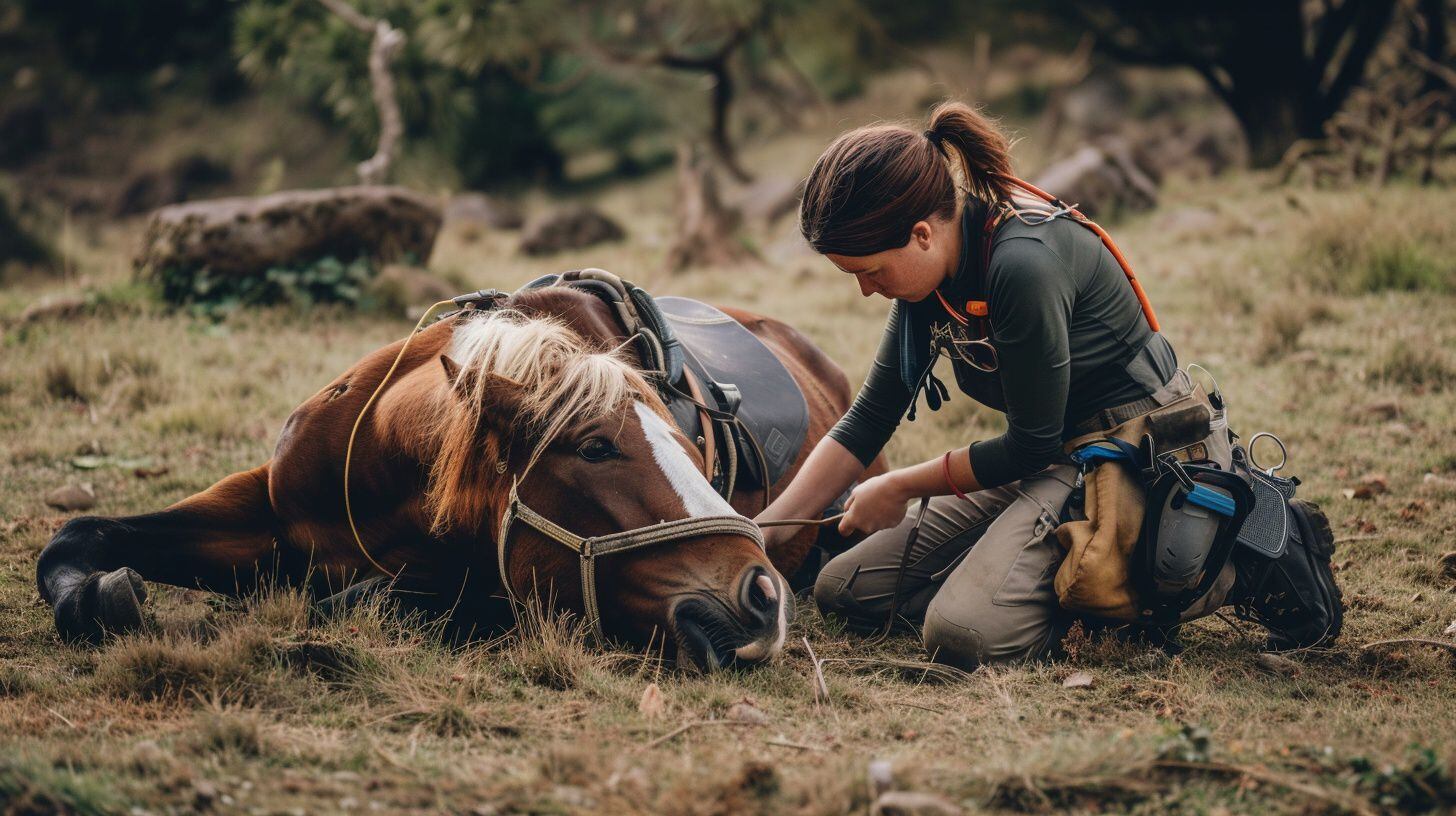 Una mujer adulta de 40, 50 años revisa un caballo ante posible infección - (Imagen Ilustrativa Infobae)