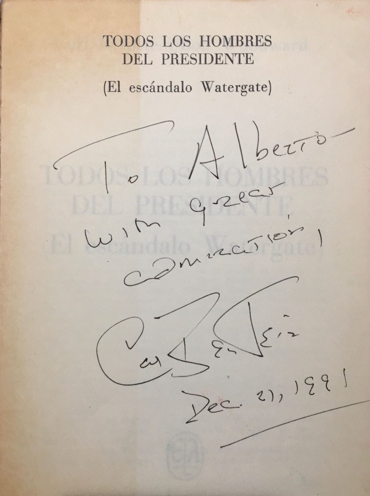Alberto Amato, Carl Bernstein, Watergate