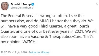 El tuit del presidente (Foto: Twitter @RealDonaldTrump)