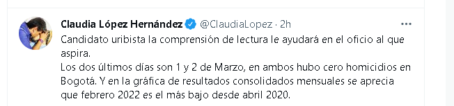 Claudia López responde a Juan Pablo Celis