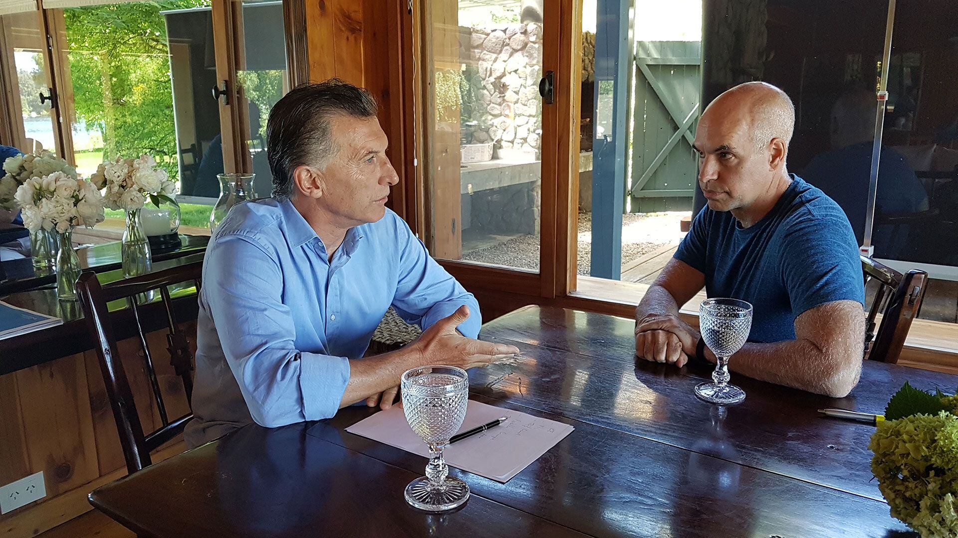 Mauricio Macri y Horacio Rodríguez Larreta, en una de sus reuniones en Villa La Angostura 