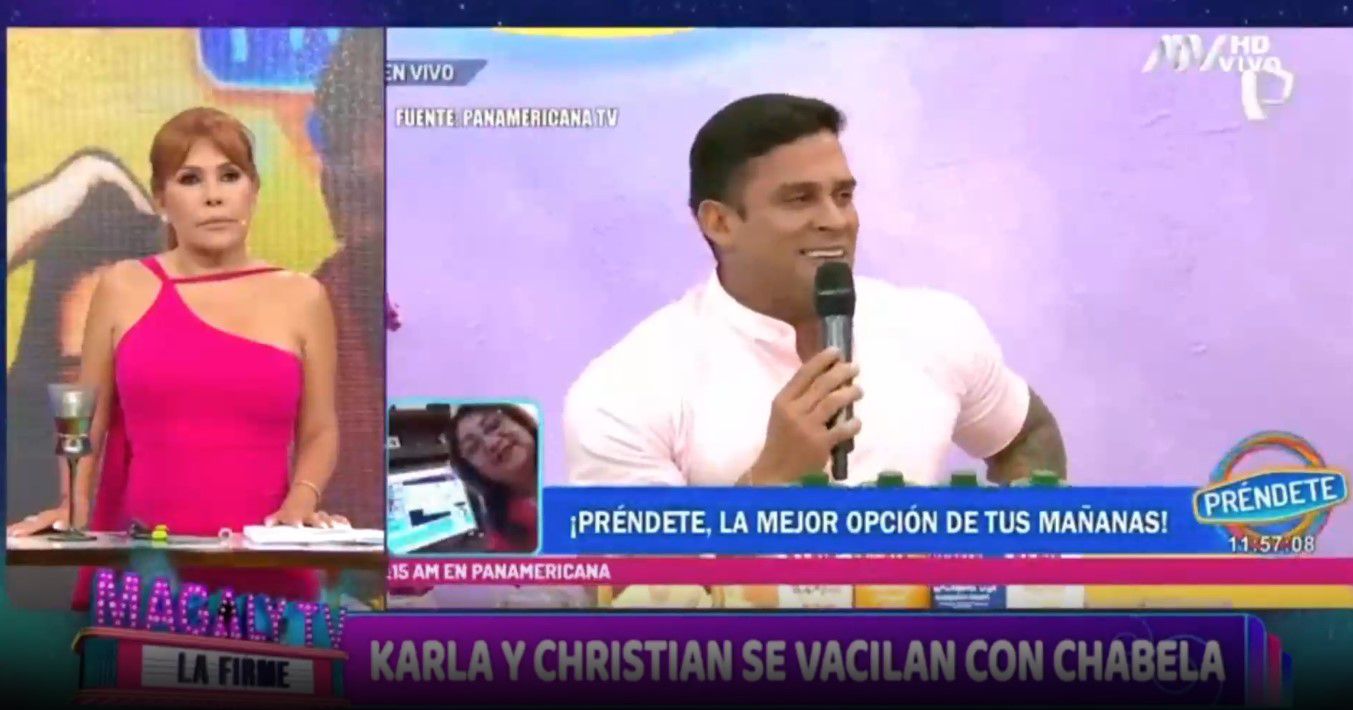 Magaly Medina condena a Christian Domínguez y Karla Tarazona por bromear con ‘Chabelita’. (Captura: Magaly TV La Firme)