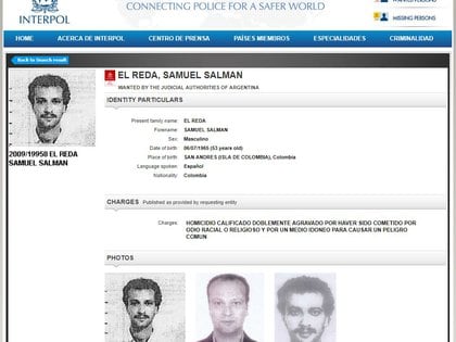 La circular roja de Interpol que pide la captura de Salman el-Reda