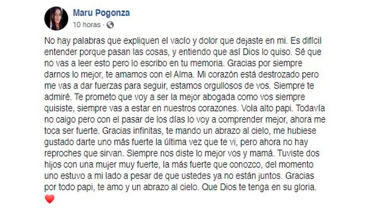 La hija del policía fallecido por COVID-19, en su cuenta de Facebook. 