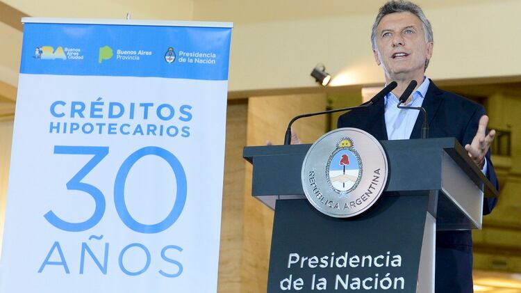 Mauricio Macri, en el lanzamiento de los créditos hipotecarios a 30 años (NA)