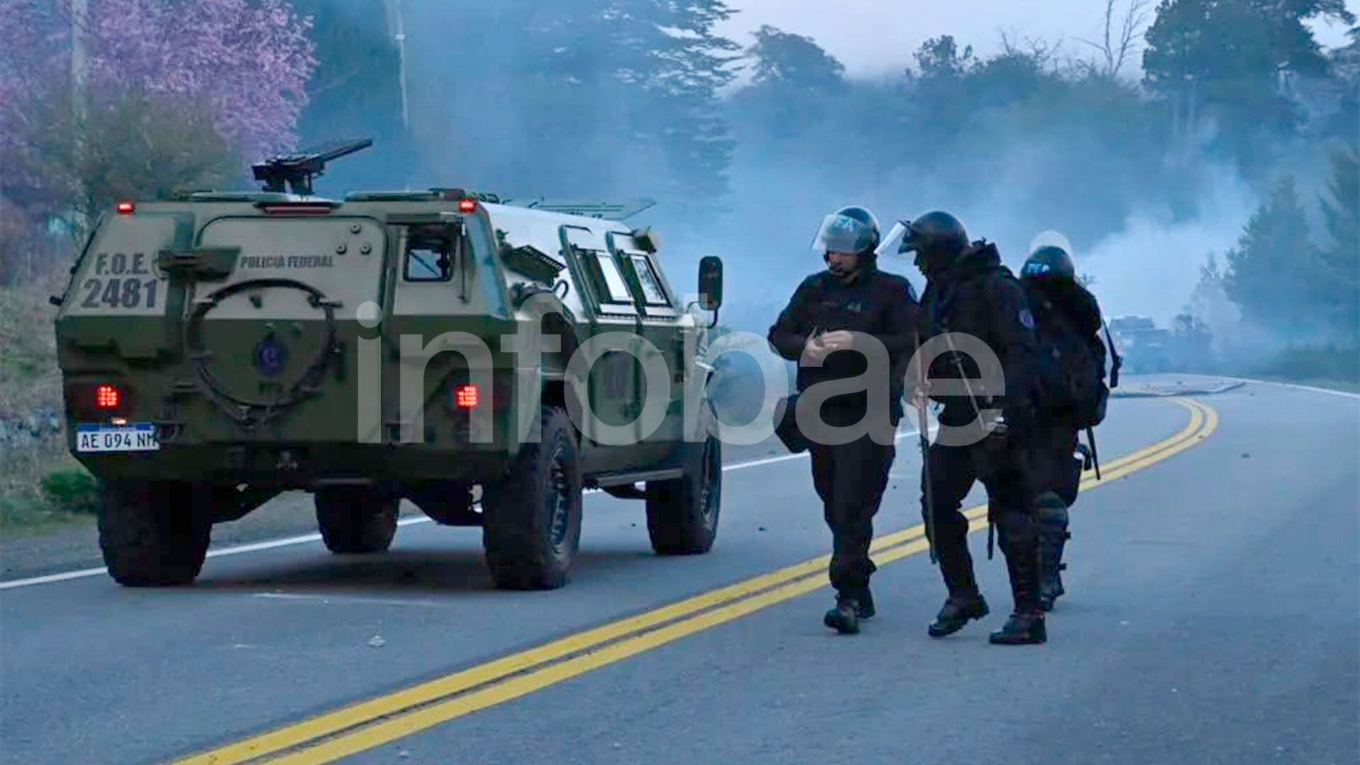 Las fuerzas de seguridad avanzan sobre los predios ocupados (Infobae)
