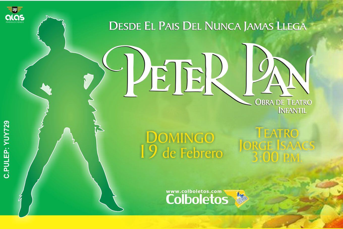 "Peter Pan y el país del nunca jamás", la inolvidable historia llega al escenario del Teatro Jorge Isaacs en Cali