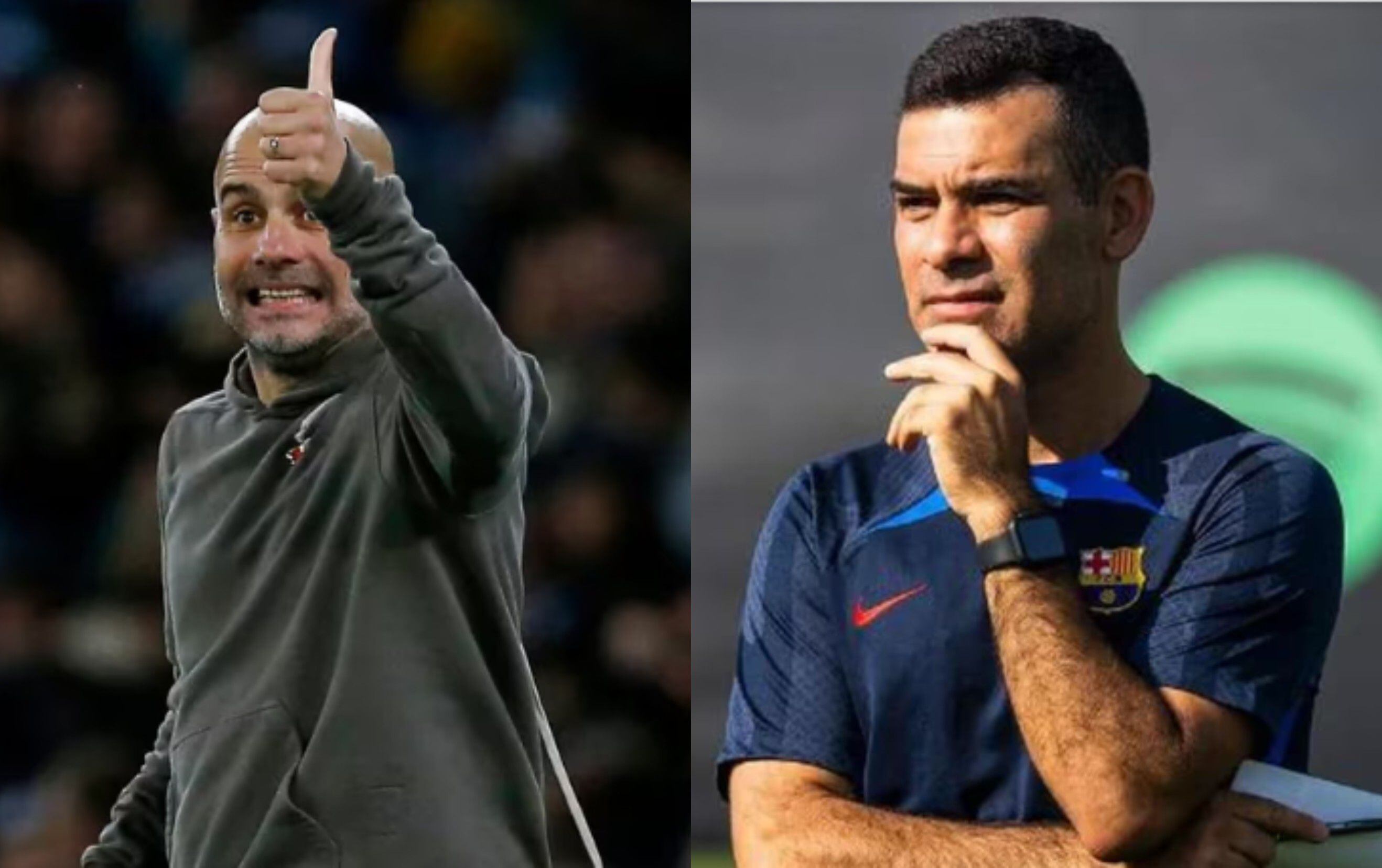 Pep Guardiola auguró un futuro prometedor a Rafael Márquez como DT (Instagram/@fcbarcelonab/REUTERS/Craig Brough)