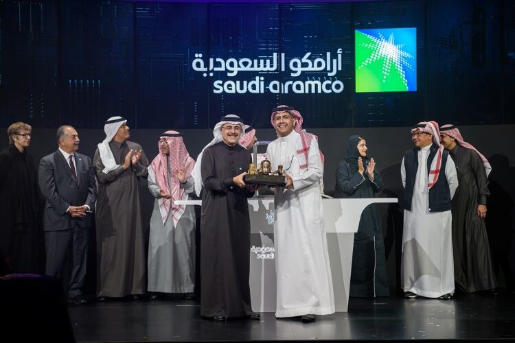 La ceremonia por el debut bursátil de Saudi Aramco, en diciembre (Reuters)
