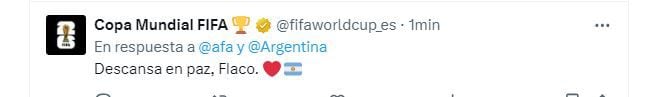 El mensaje de la cuenta de X de la Copa Mundial por la muerte de Menotti