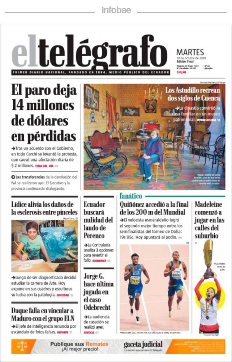 El Telegrafo Ecuador 1 De Octubre De 2019 Infobae