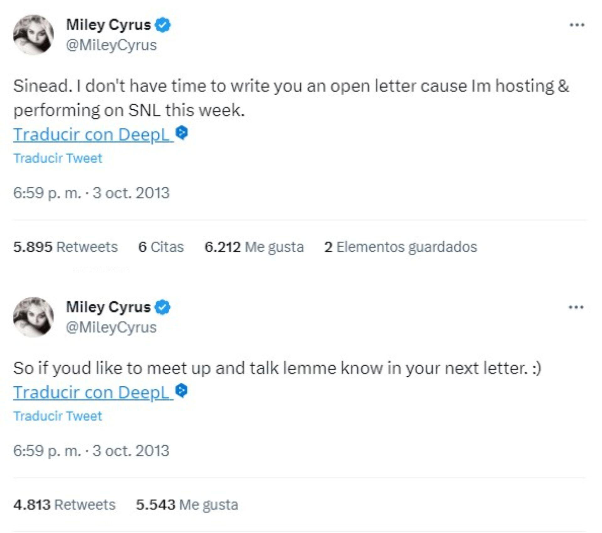 Miley Cyrus respondió de manera burlona a la carta de Sinéad O'Connor